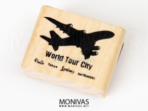 World Tour City Plane (Wooden Rubber Stamp)
